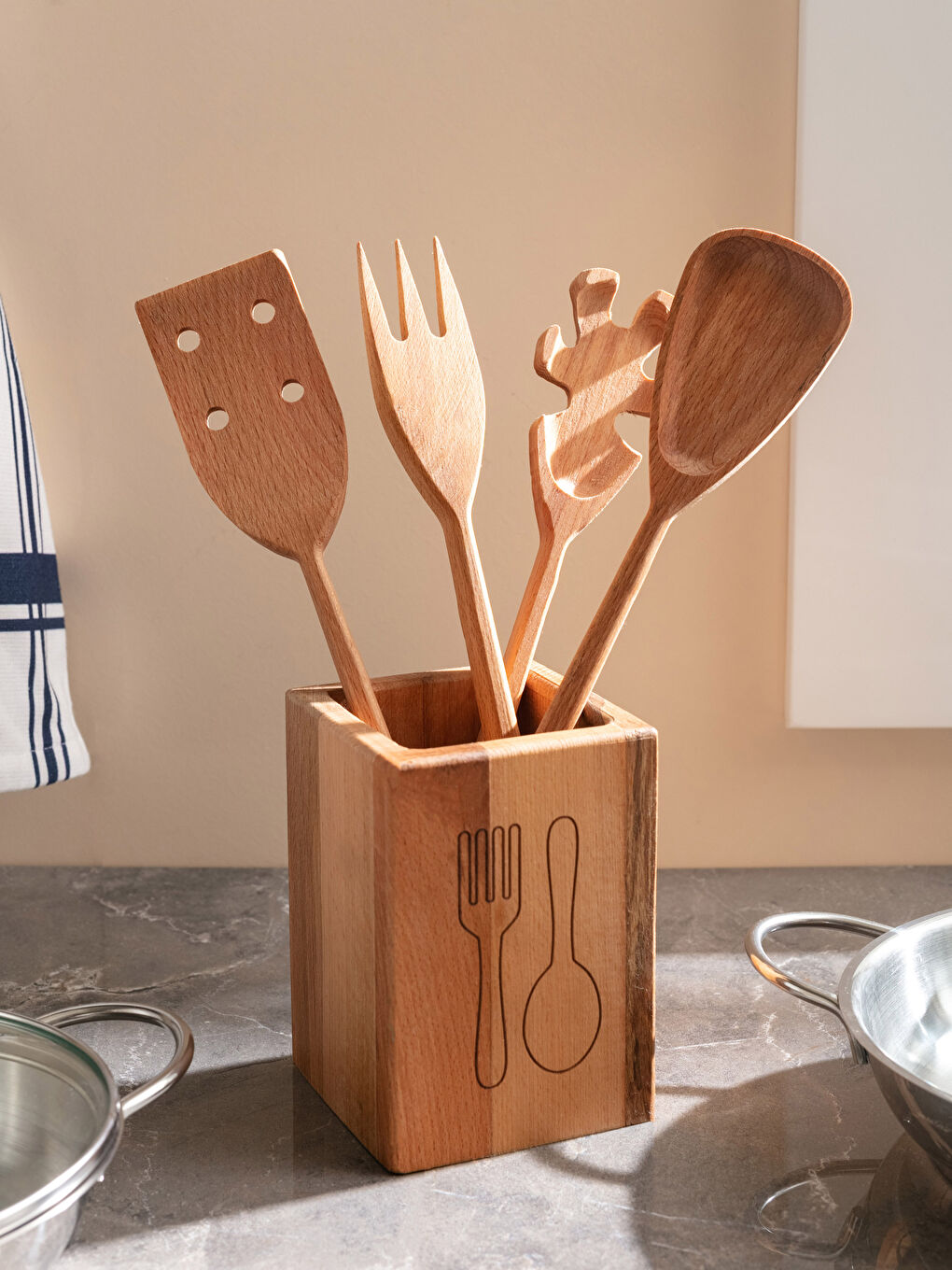 Flat Wooden Spatula Set of 4-1