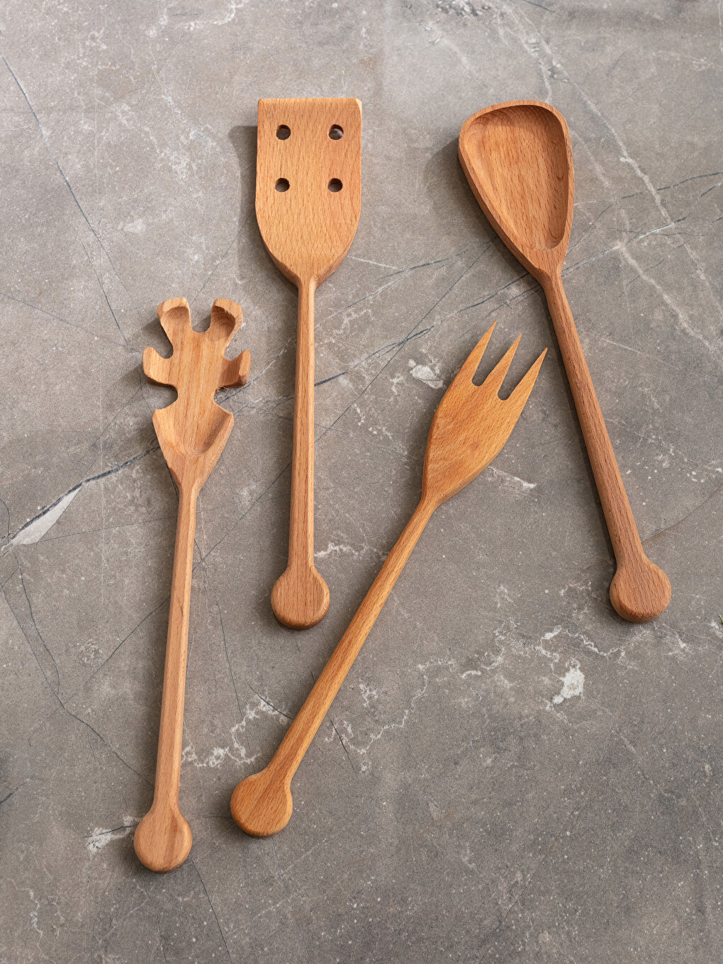 Flat Wooden Spatula Set of 4-2