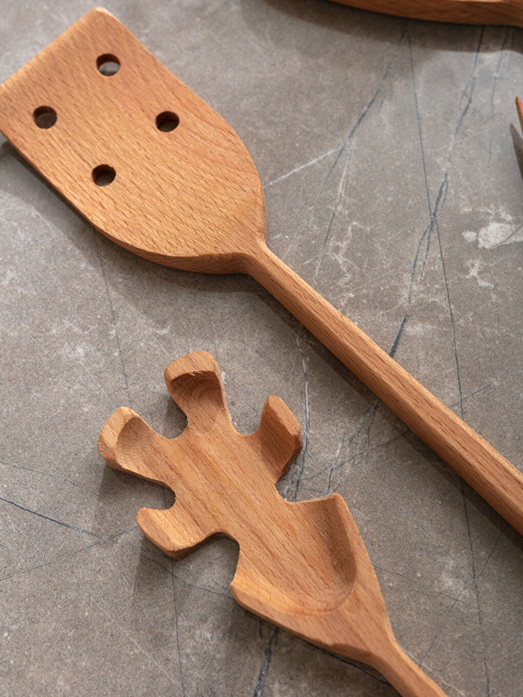 Flat Wooden Spatula Set of 4-3