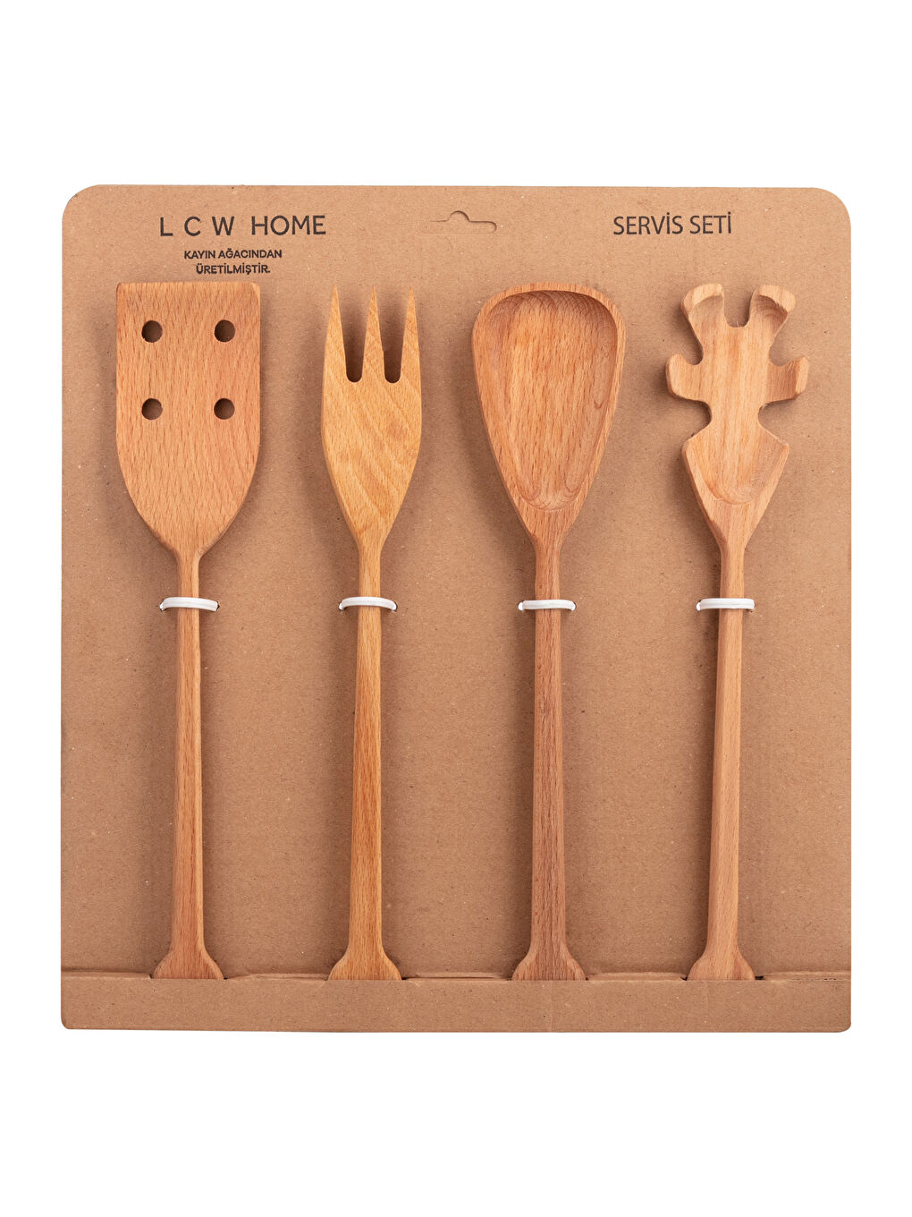 Flat Wooden Spatula Set of 4-4