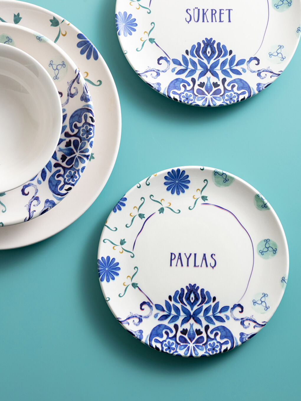 Karışık Desenli Seramik Tabak 19 cm-1