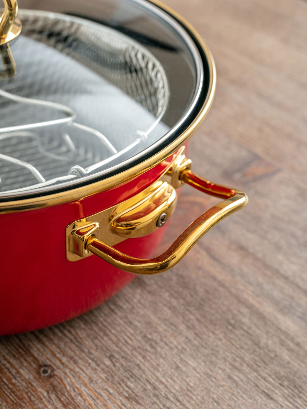 Kırmızı Emaye Kızartma Tenceresi 22 cm-3