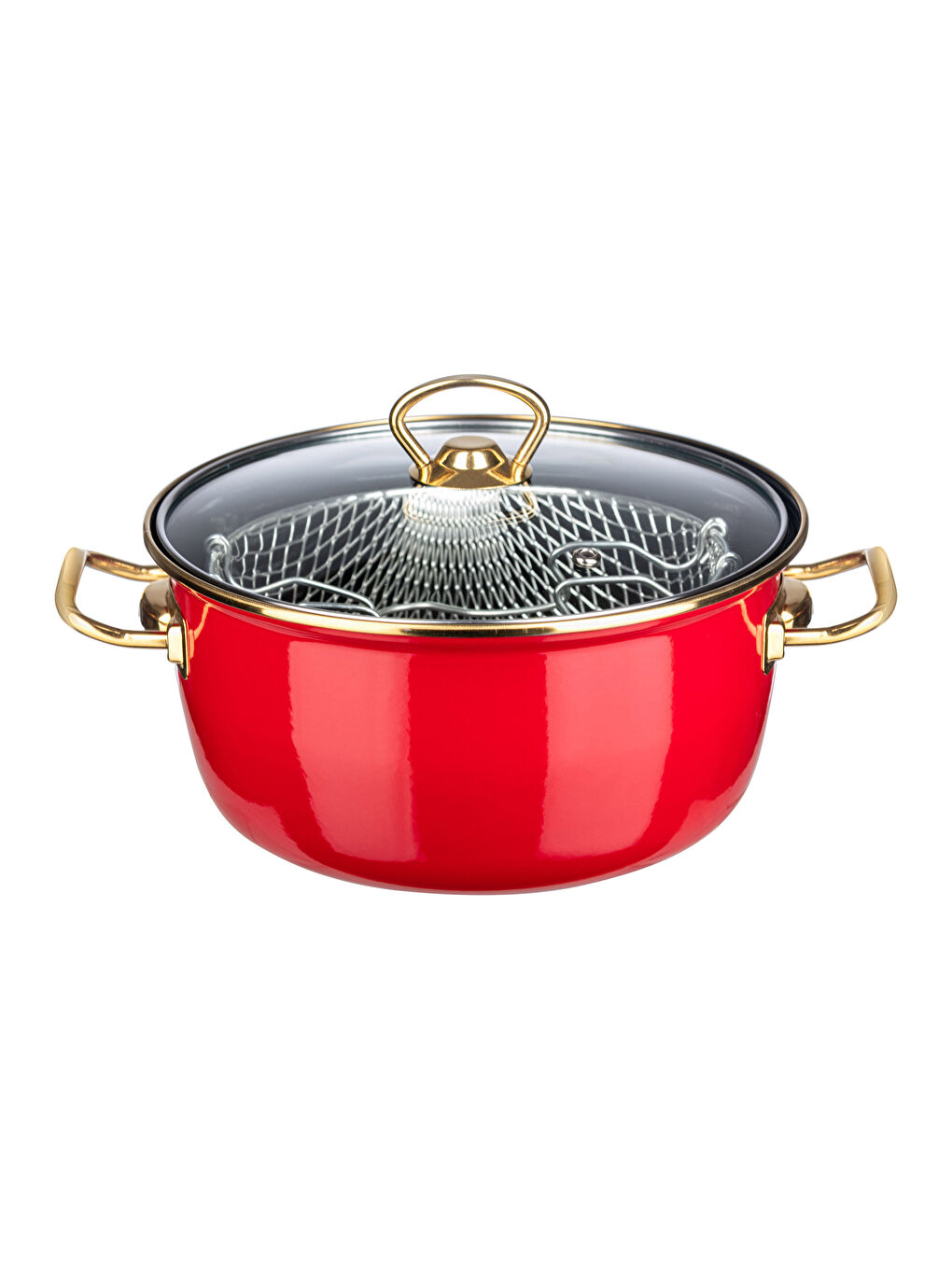 Kırmızı Emaye Kızartma Tenceresi 22 cm-5