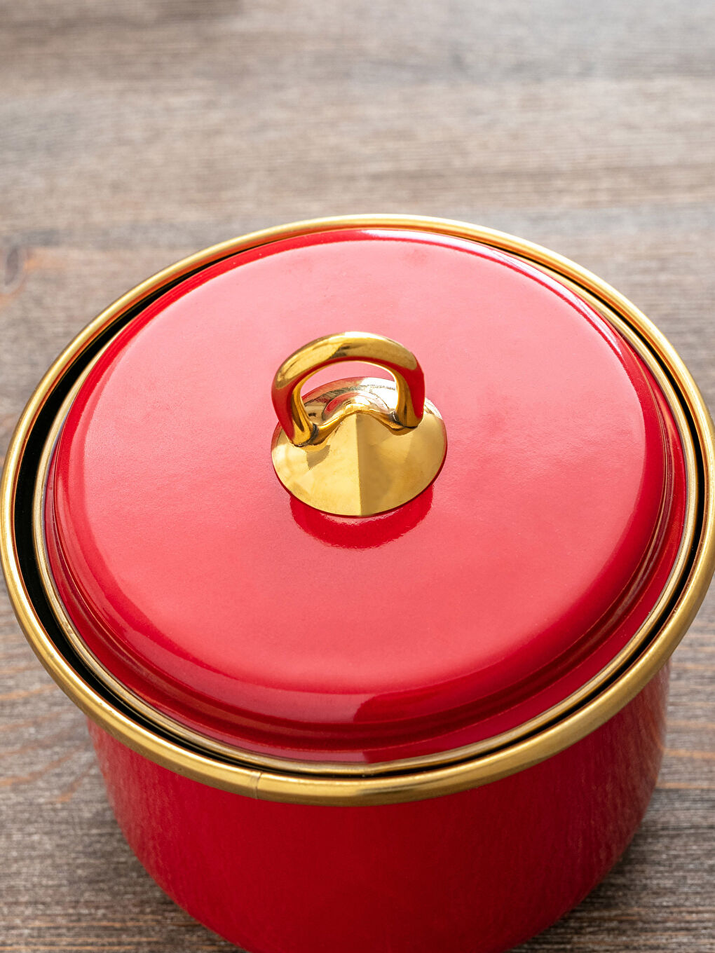 Kırmızı Kapaklı Emaye Saklama Kabı 9 cm-3