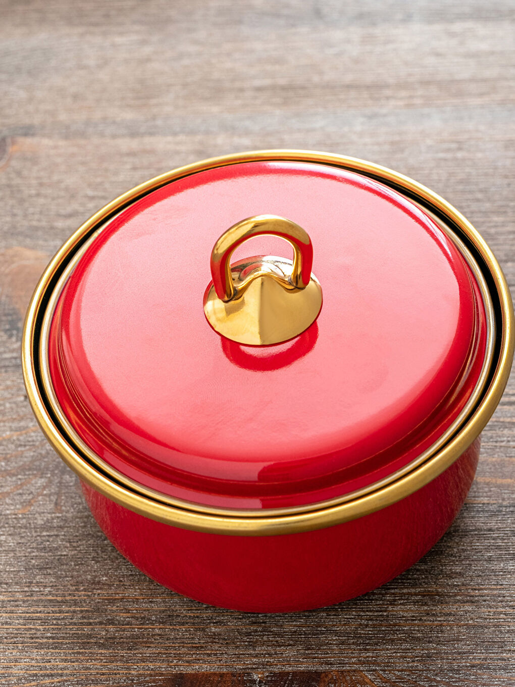 Kırmızı Kapaklı Emaye Saklama Kabı 6 cm-3