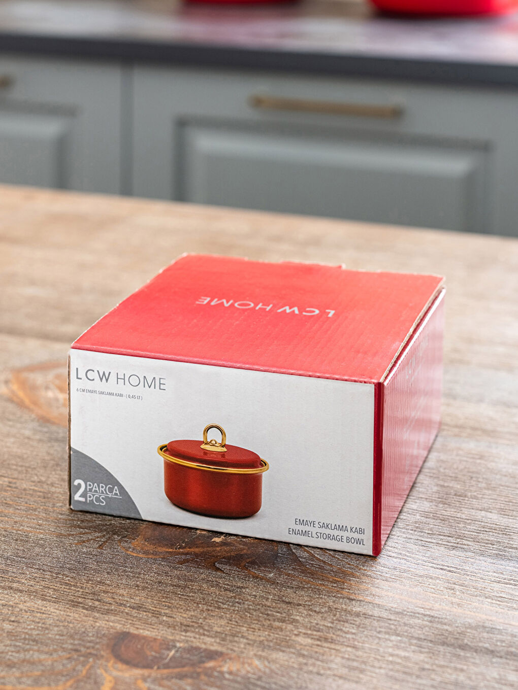 Kırmızı Kapaklı Emaye Saklama Kabı 6 cm-4