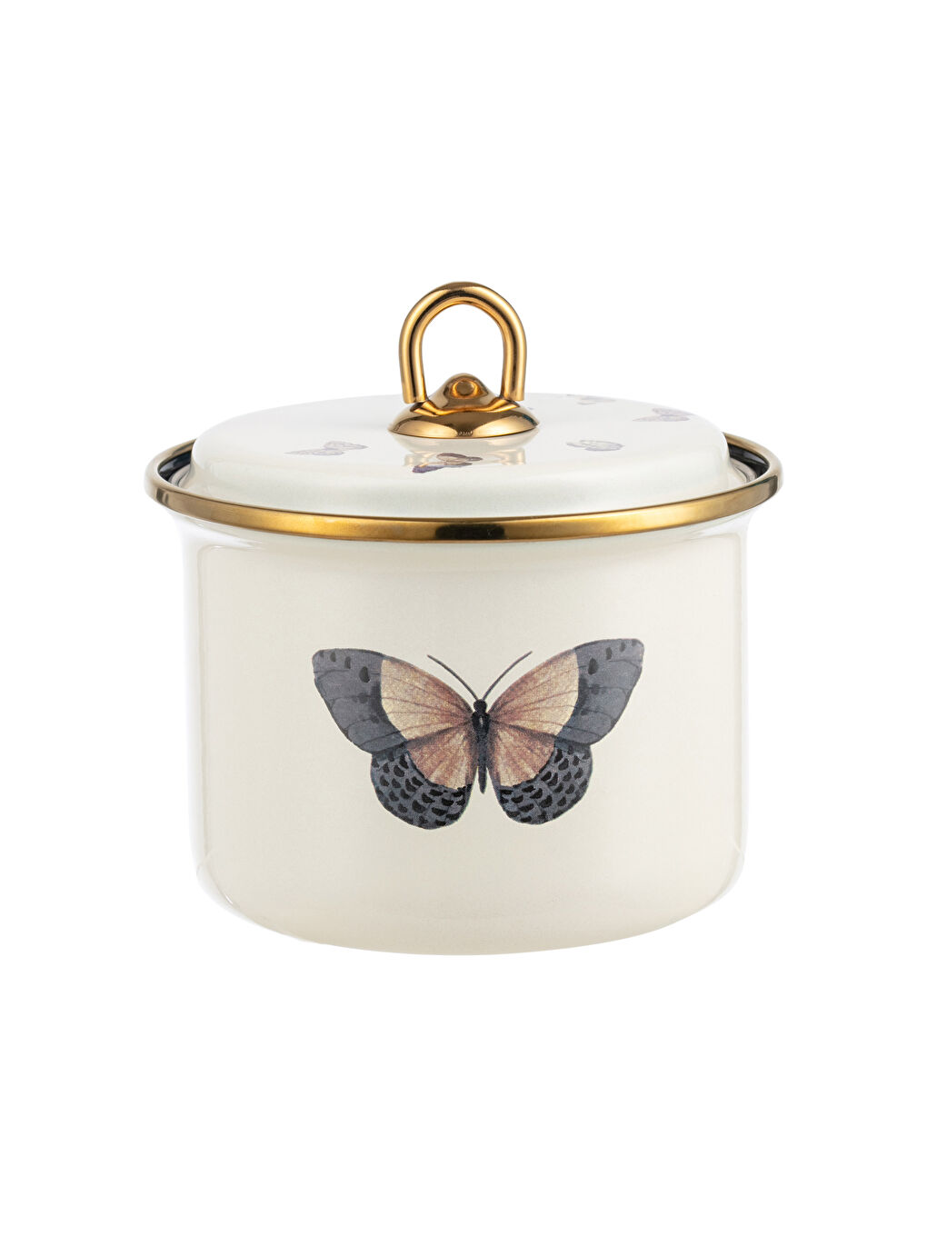 Karışık Kelebek Desenli Kapaklı Emaye Saklama Kabı 9 cm-5