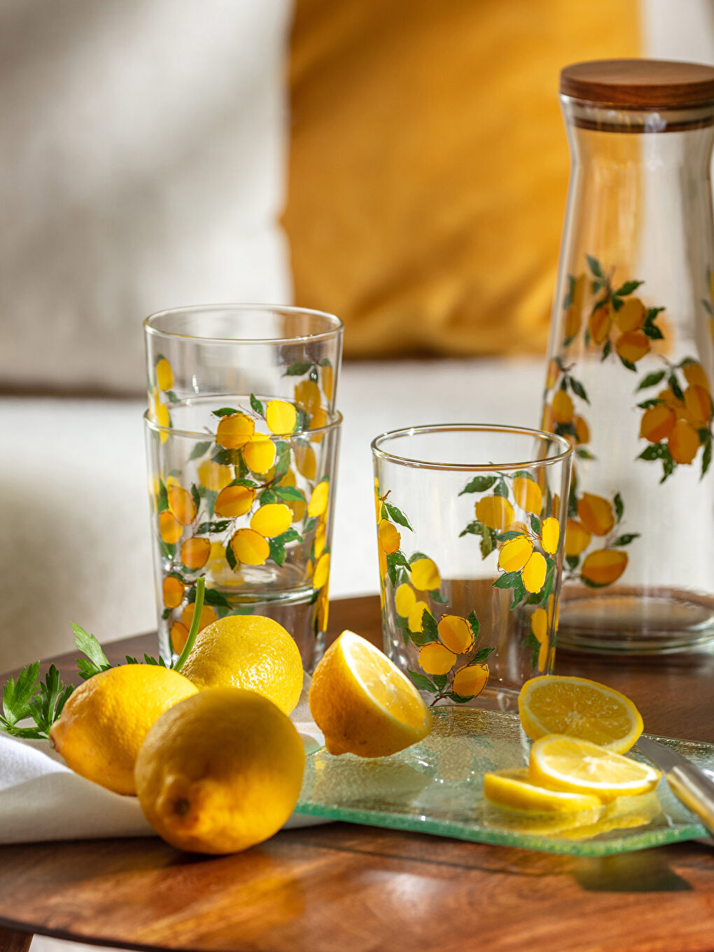 LCW HOME Lemon Printed Glass Cup 3 Pcs 510 Ml -S2IL61Z8-F9C