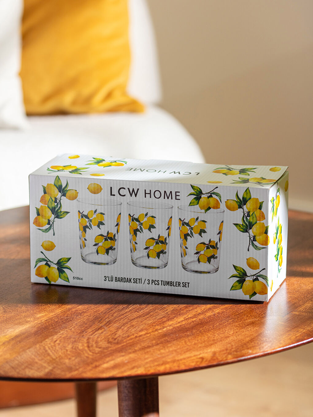 كأس زجاج مطبوع بالليمون 3 قطع 510 مل-4
