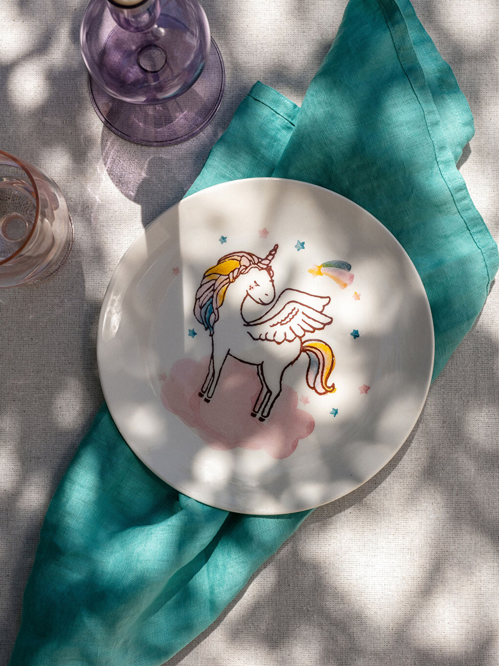 Karışık Baskılı Seramik Pasta Tabağı 21 cm