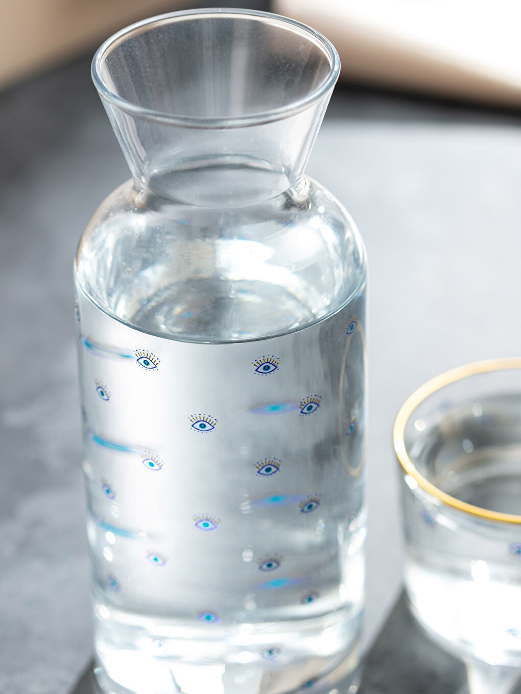 Carafă din Sticlă cu Capac din Sticlă Imprimat cu Ochi 700 Ml-3