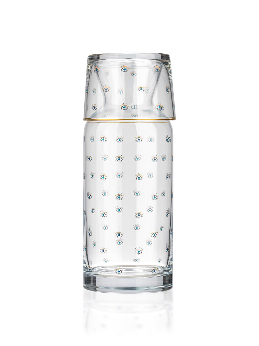 Carafă din Sticlă cu Capac din Sticlă Imprimat cu Ochi 700 Ml-5