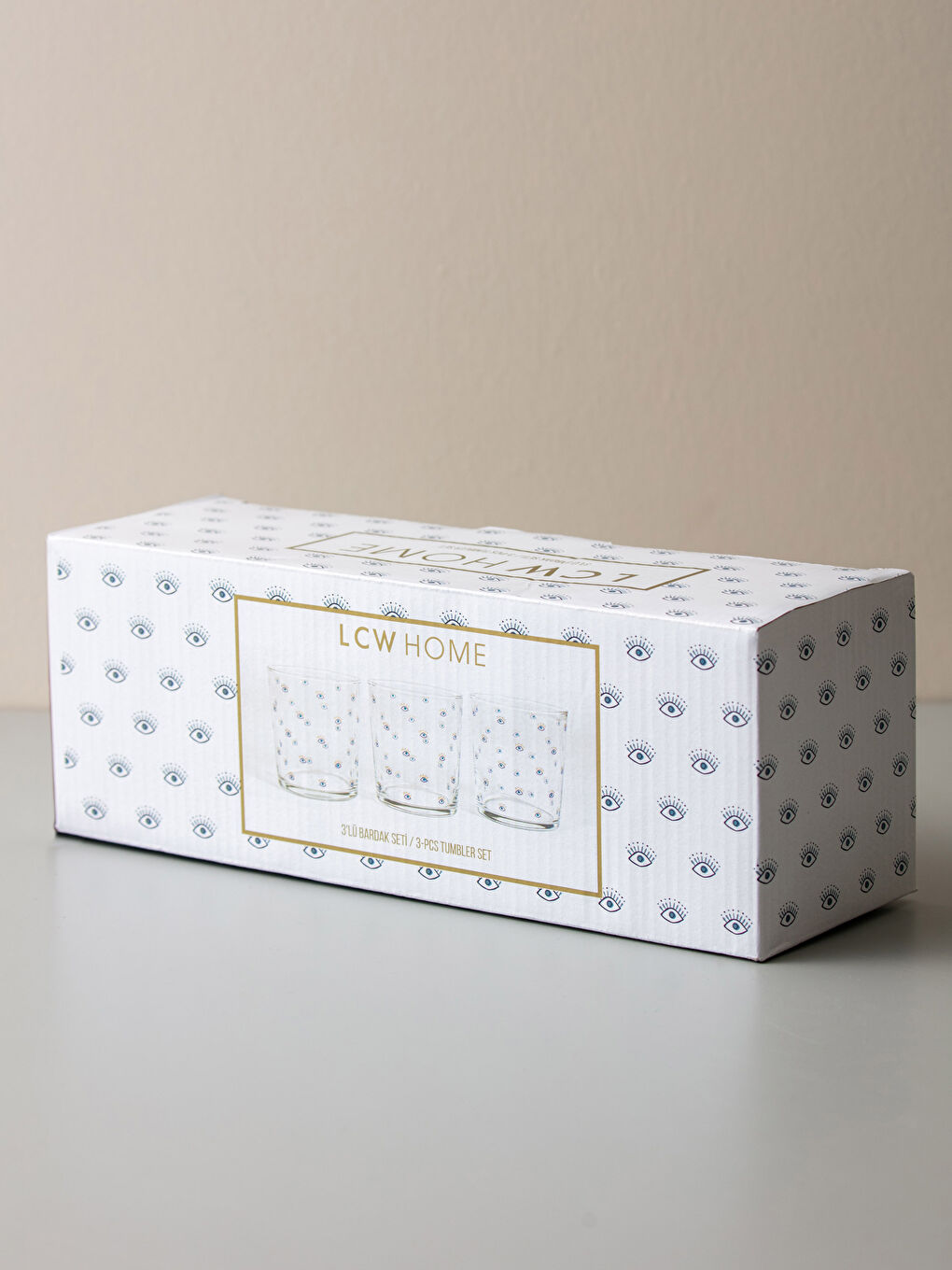 Eye Printed Glass Water Cup 3 Pcs 380 Ml-3