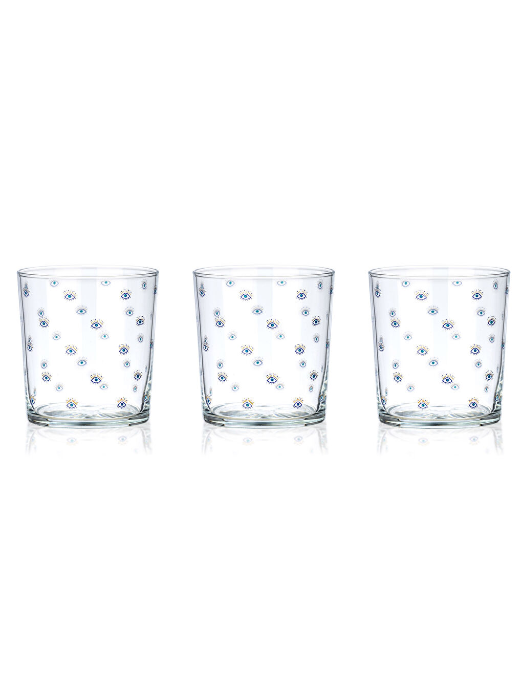 Eye Printed Glass Water Cup 3 Pcs 380 Ml-4