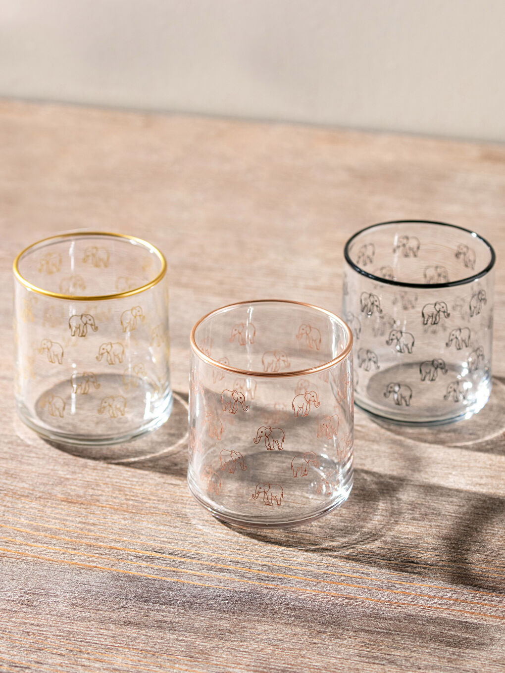 Printed Glass Water Cup 3 Pcs 260 Ml-1