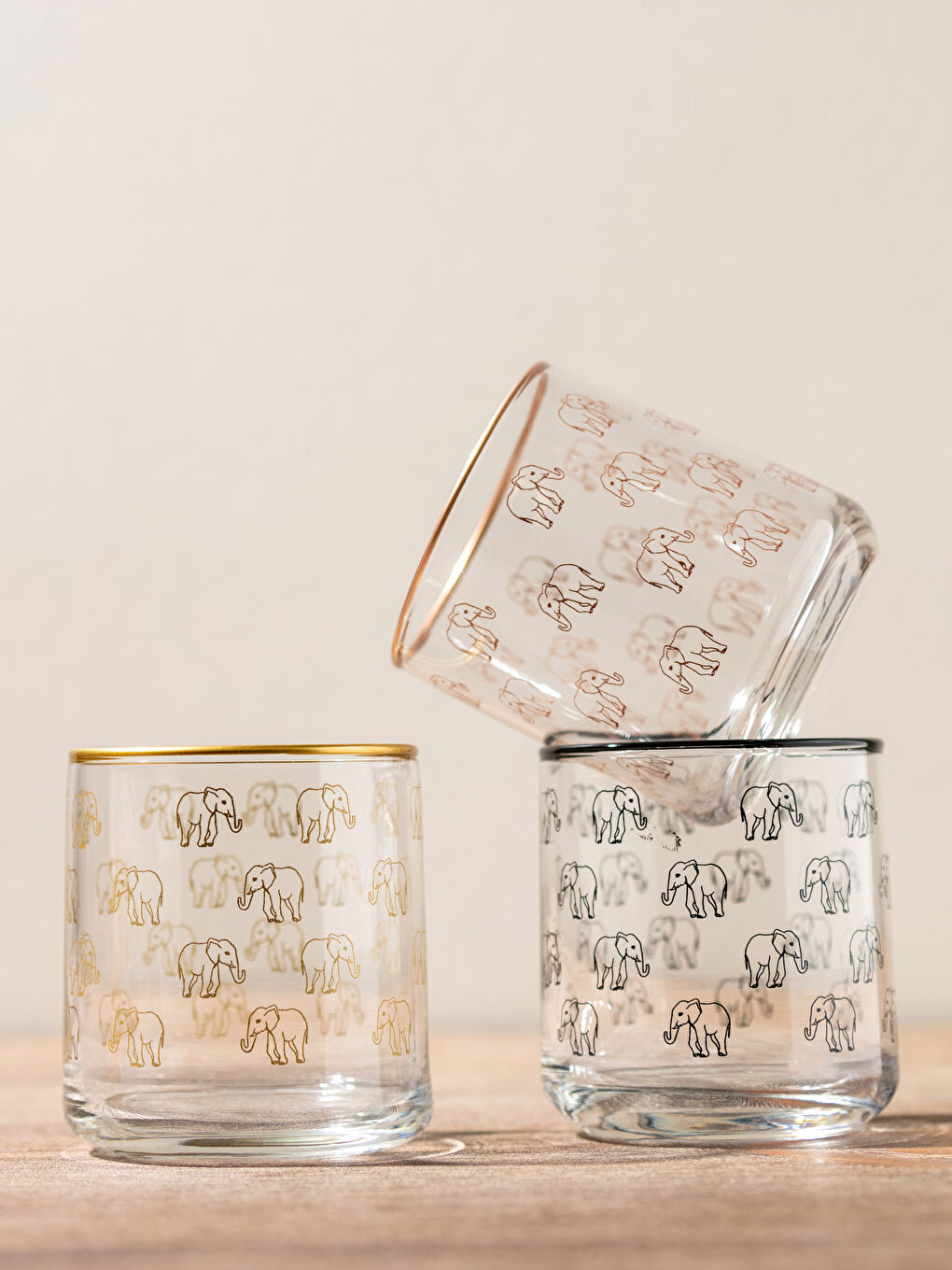 Printed Glass Water Cup 3 Pcs 260 Ml-2