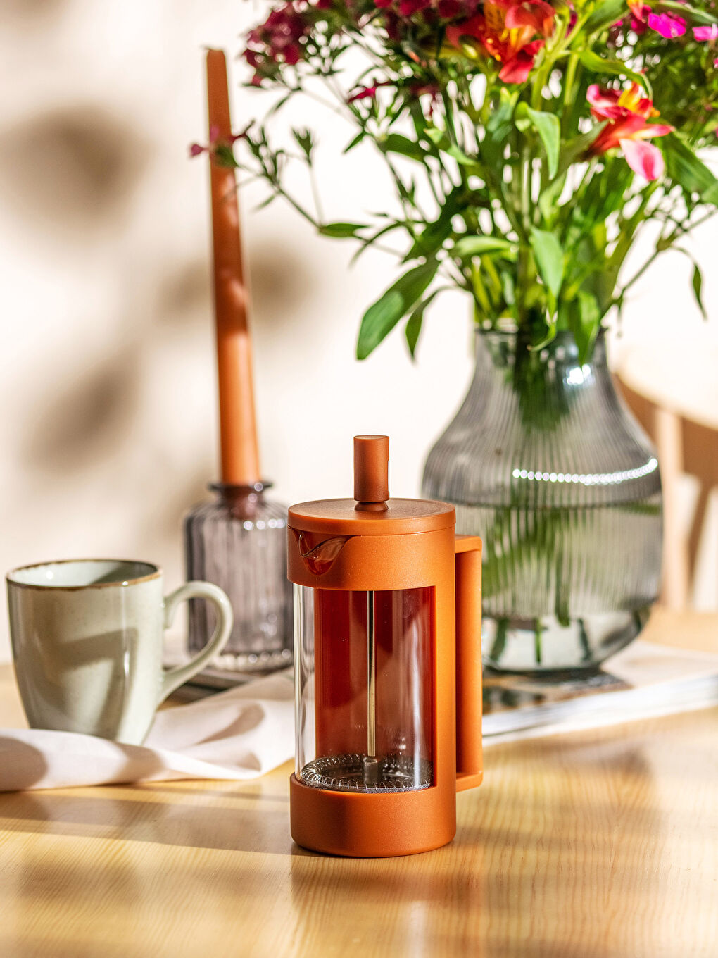 Kahverengi Cam ve Paslanmaz Çelik Kahve Presi 350 ml-1