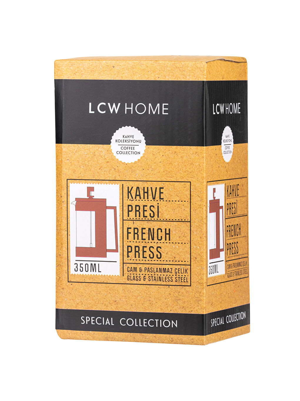 Kahverengi Cam ve Paslanmaz Çelik Kahve Presi 350 ml-3