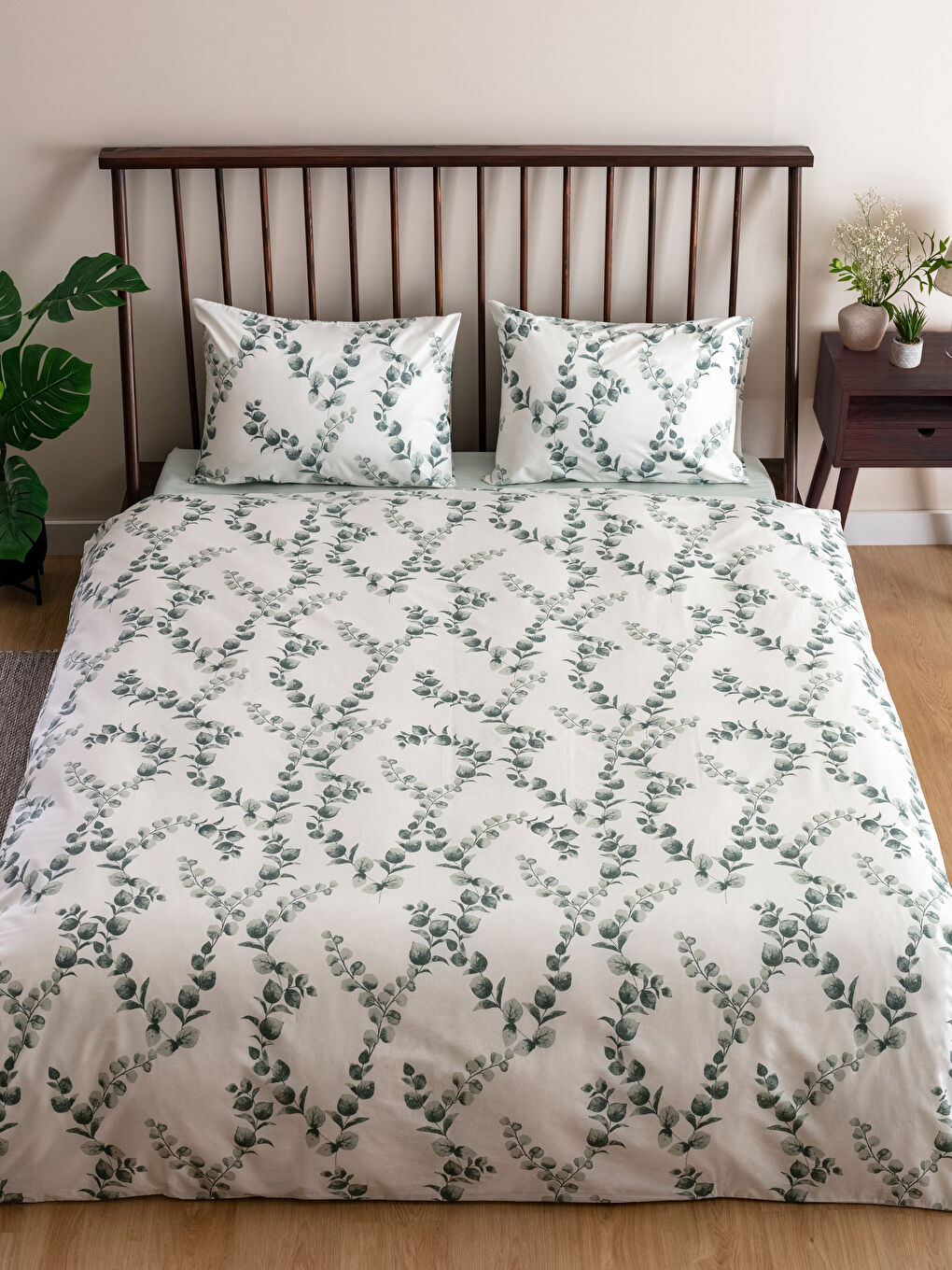 Parure de couette double complète en coton imprimé-1