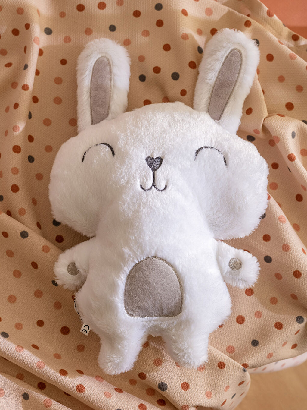 Beyaz Pelüş Dolgulu Tavşan Bebek Kırlent 25x34 cm-2