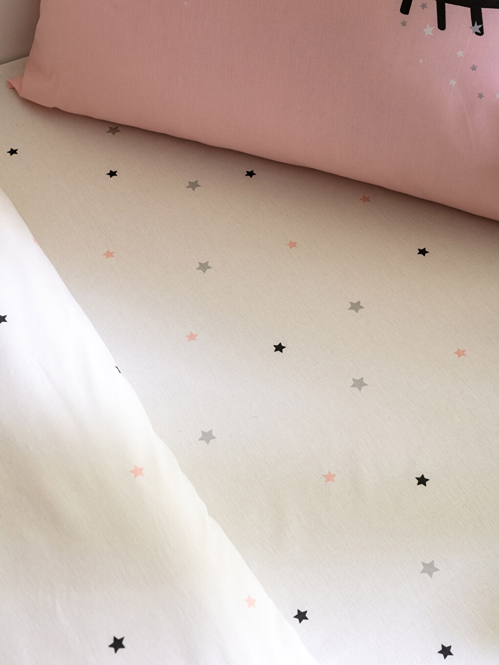 Pembe Baskılı Pamuklu Tek Kişilik Çocuk Nevresim Takımı-3