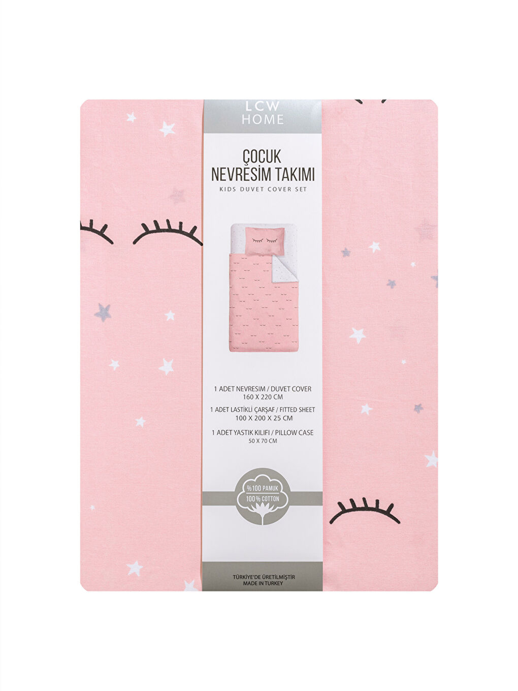 Pembe Baskılı Pamuklu Tek Kişilik Çocuk Nevresim Takımı-7