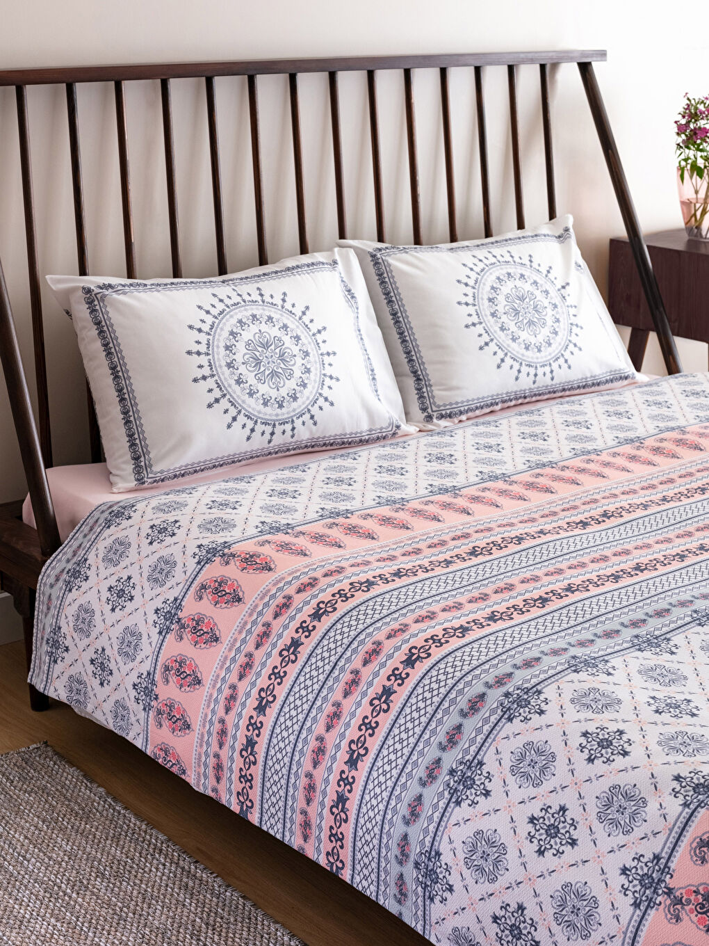 LCW HOME طقم بيكيه مزدوج قطن مطبوع -S2J527Z8-F9C