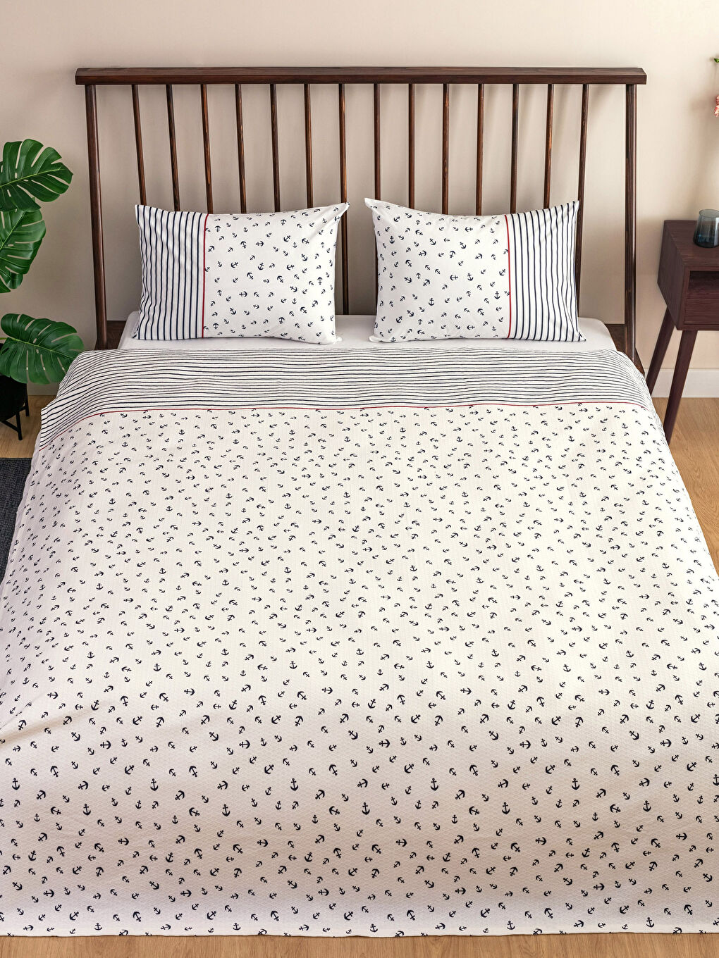 Striped and Anchor Patterned Cotton Double Pique Set -S2J538Z8-LSJ
