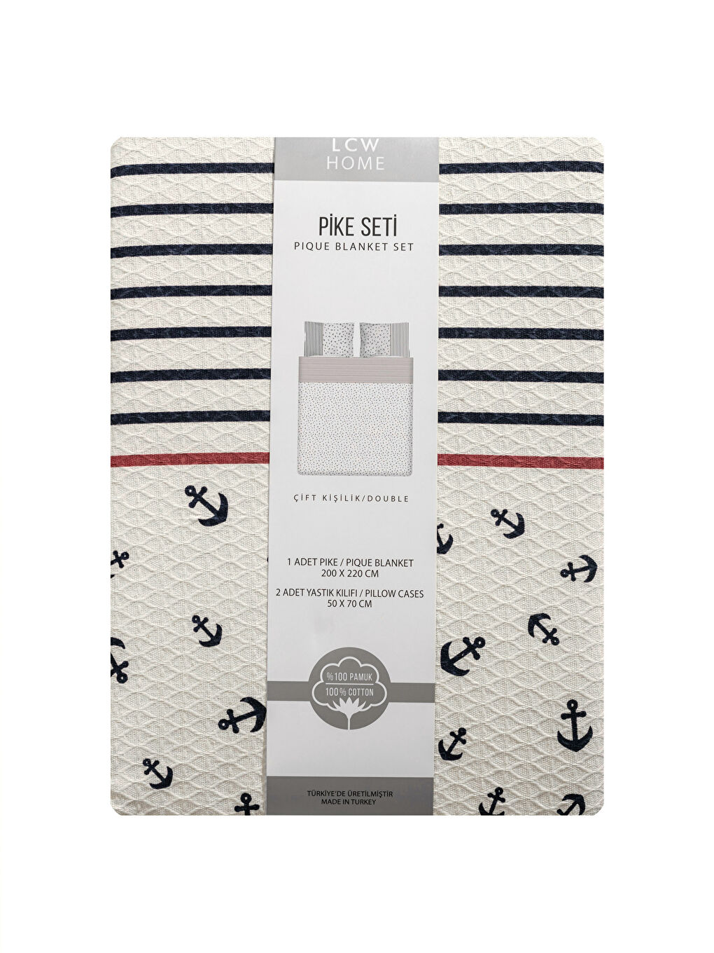 Striped and Anchor Patterned Cotton Double Pique Set -S2J538Z8-LSJ