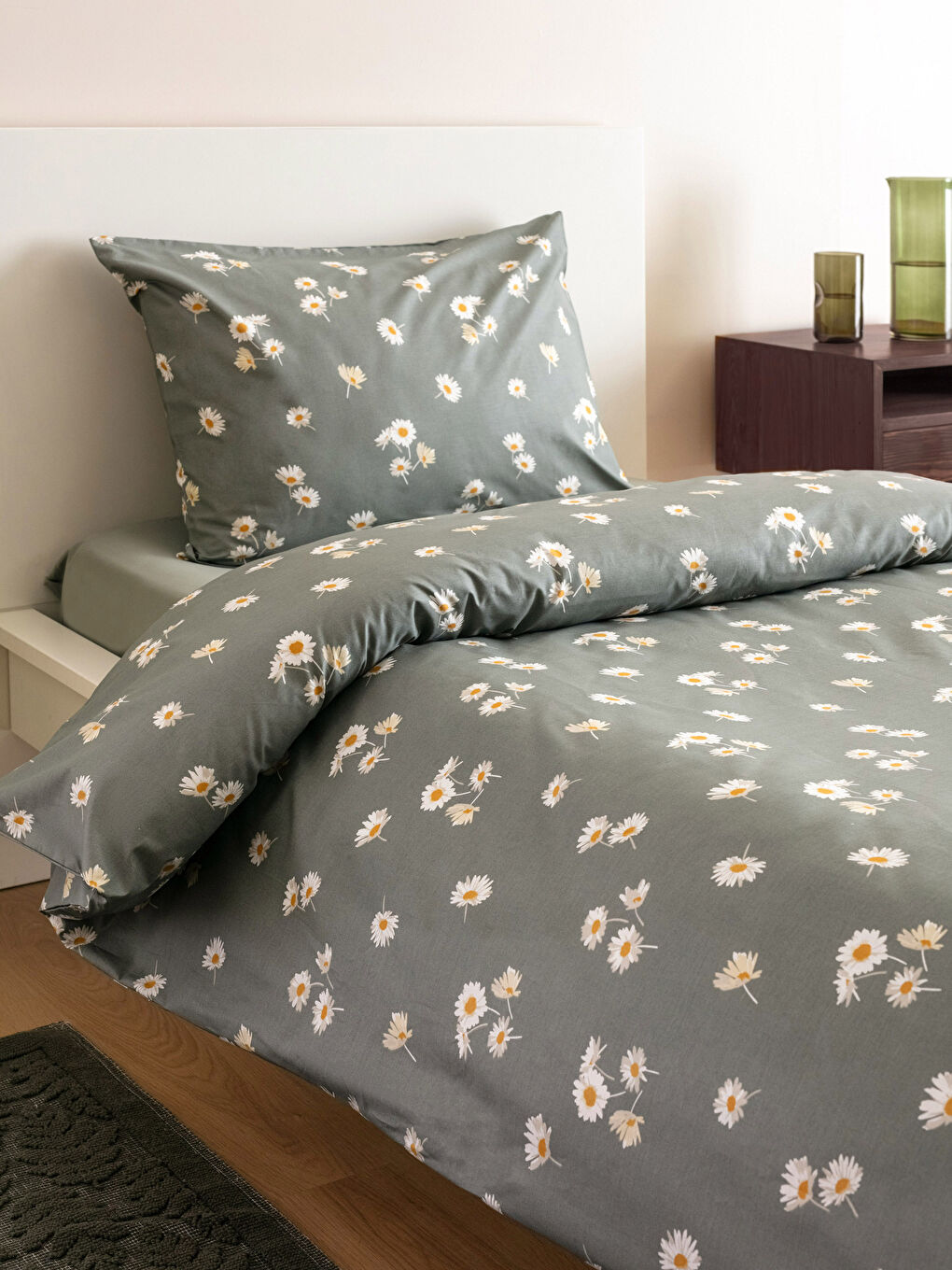 Floral Patterned Cotton Single Duvet Cover Set -S2J541Z8-F9C