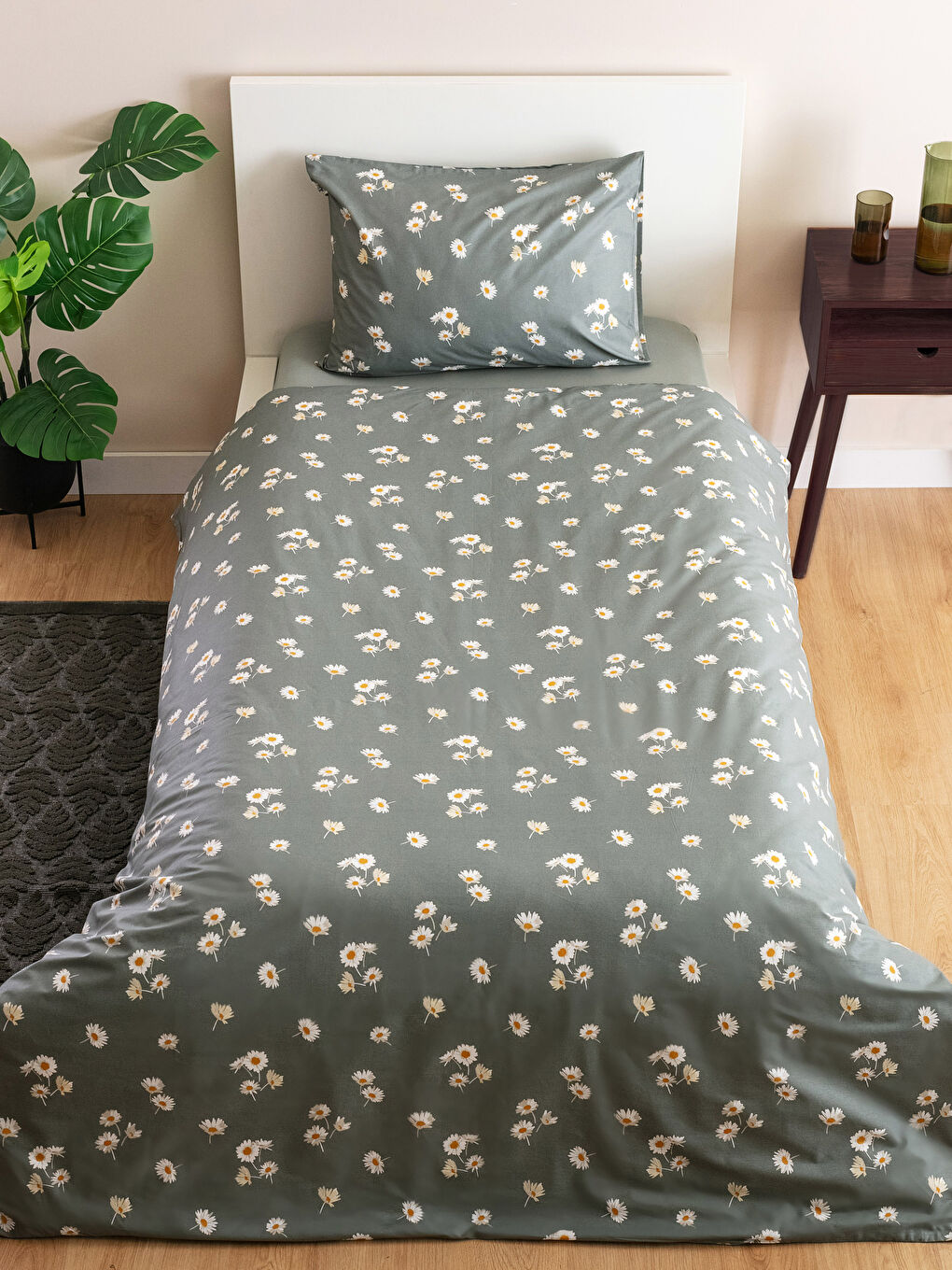 Floral Patterned Cotton Single Duvet Cover Set -S2J541Z8-F9C