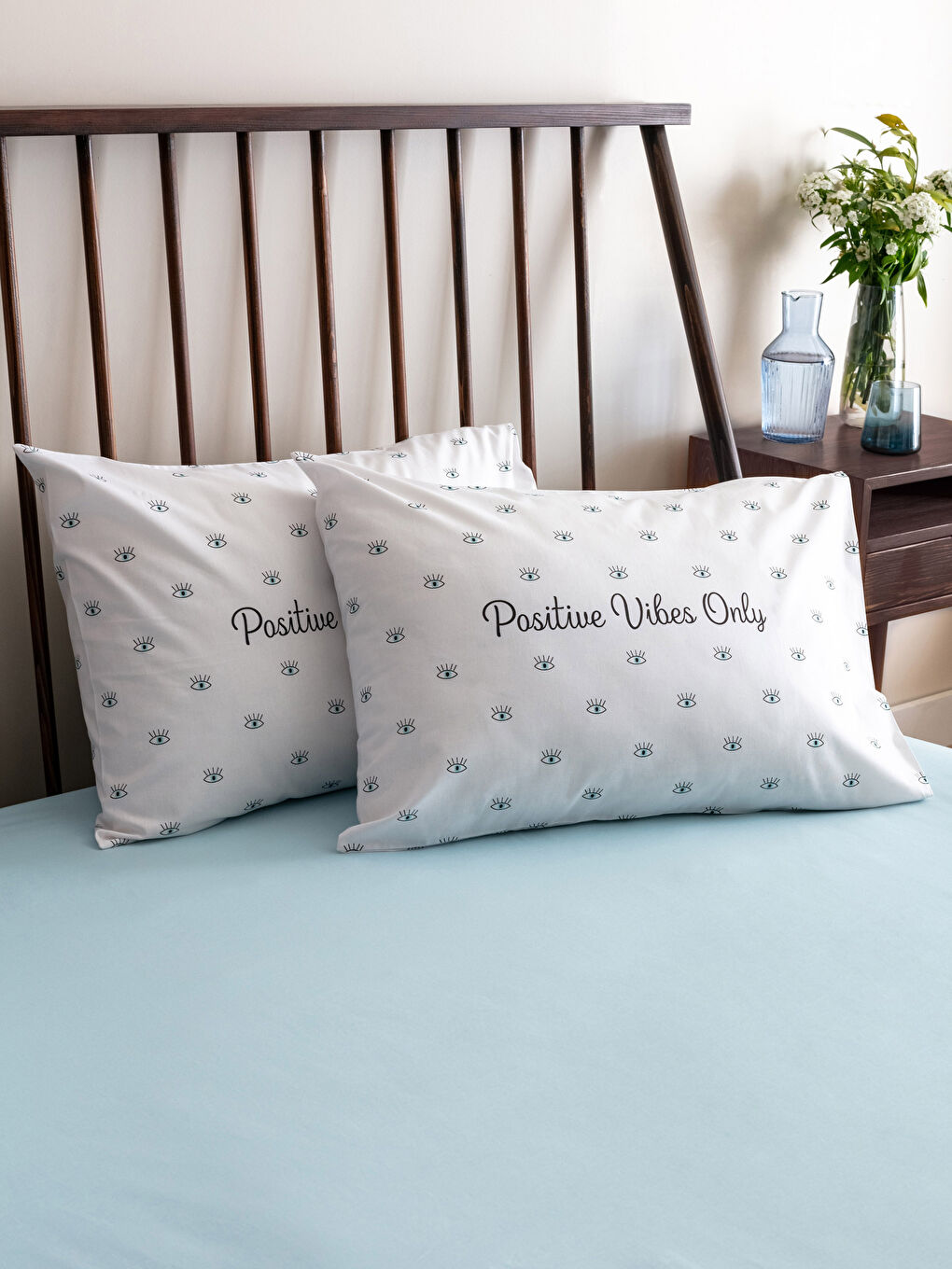 Mavi Baskılı Dokuma Yastık Kılıfı 2'li 50x70 cm