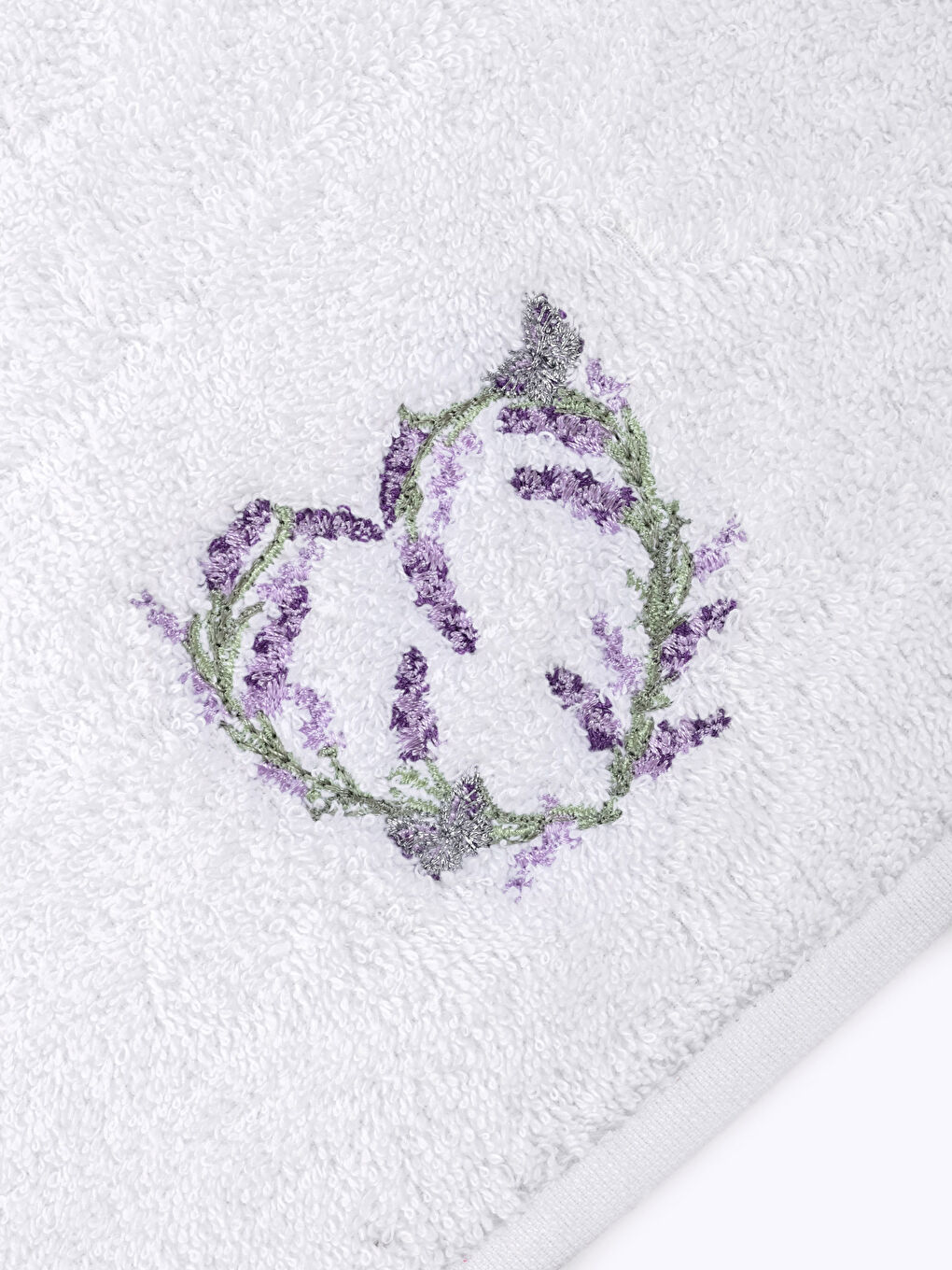 Beyaz Nakışlı Pamuklu El Havlusu 30x50 cm-2