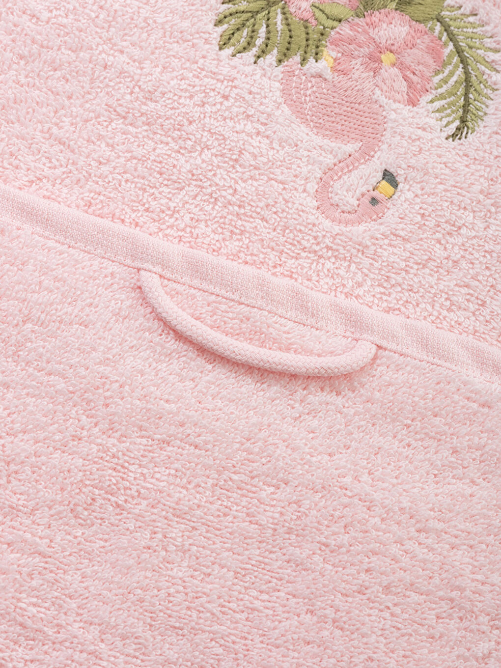 Pembe Flamingo Nakışlı Pamuklu Yüz Havlusu 50x80 cm-3