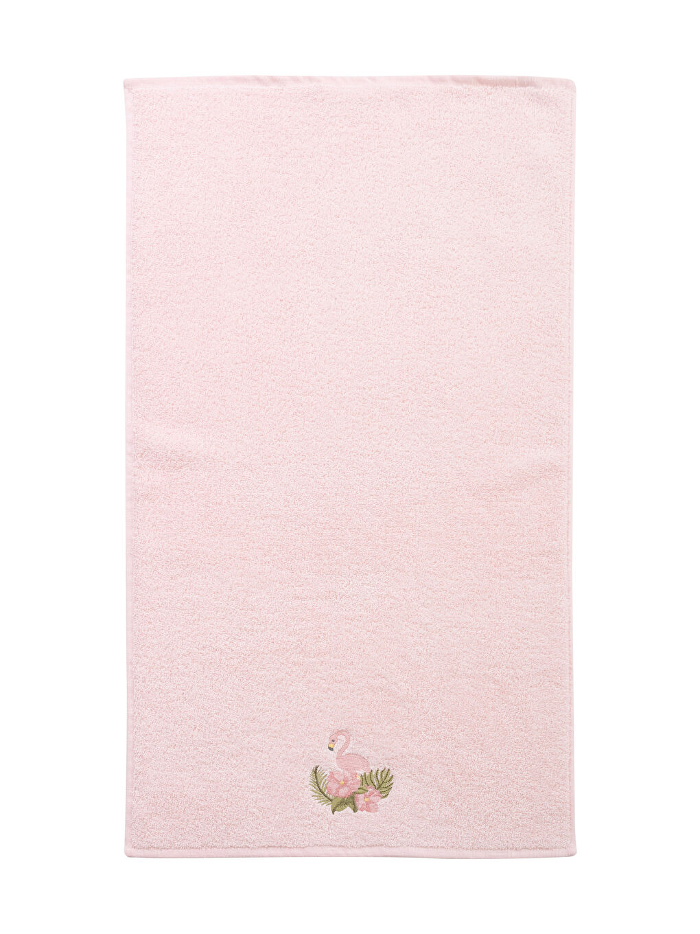 Pembe Flamingo Nakışlı Pamuklu Yüz Havlusu 50x80 cm-4
