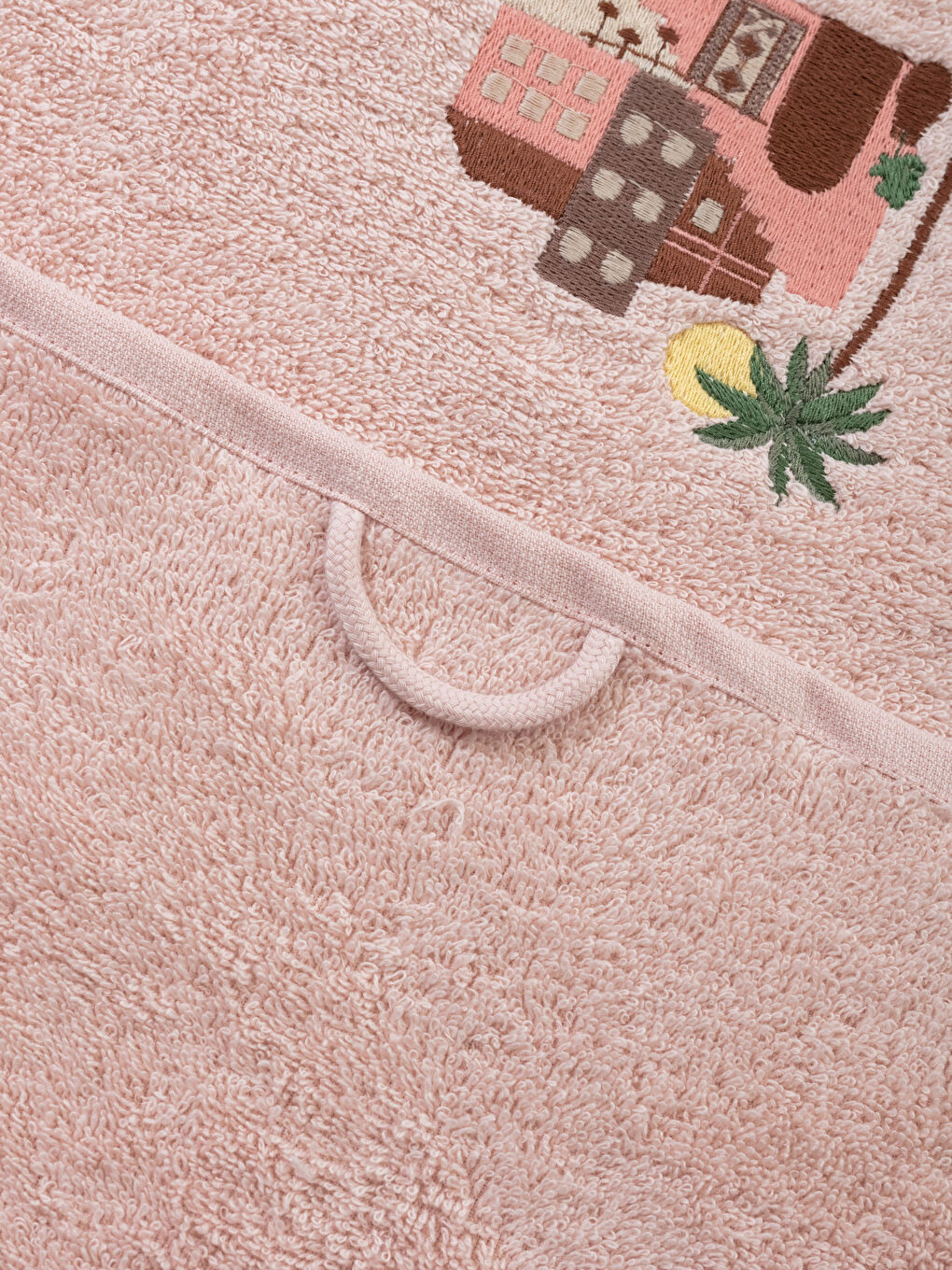 Pembe Nakışlı Pamuklu Yüz Havlusu 50x80 cm-3