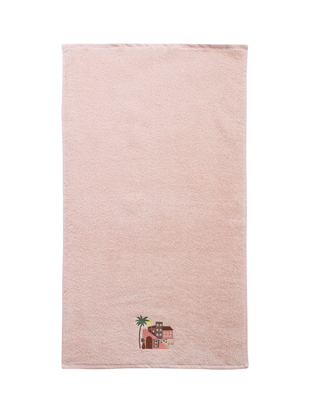 Pembe Nakışlı Pamuklu Yüz Havlusu 50x80 cm-4