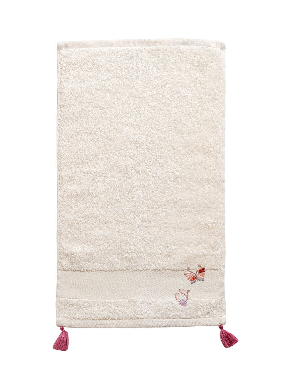 Butterfly Embroidered Tassel Detail Hand Towel 30x50 Cm-4