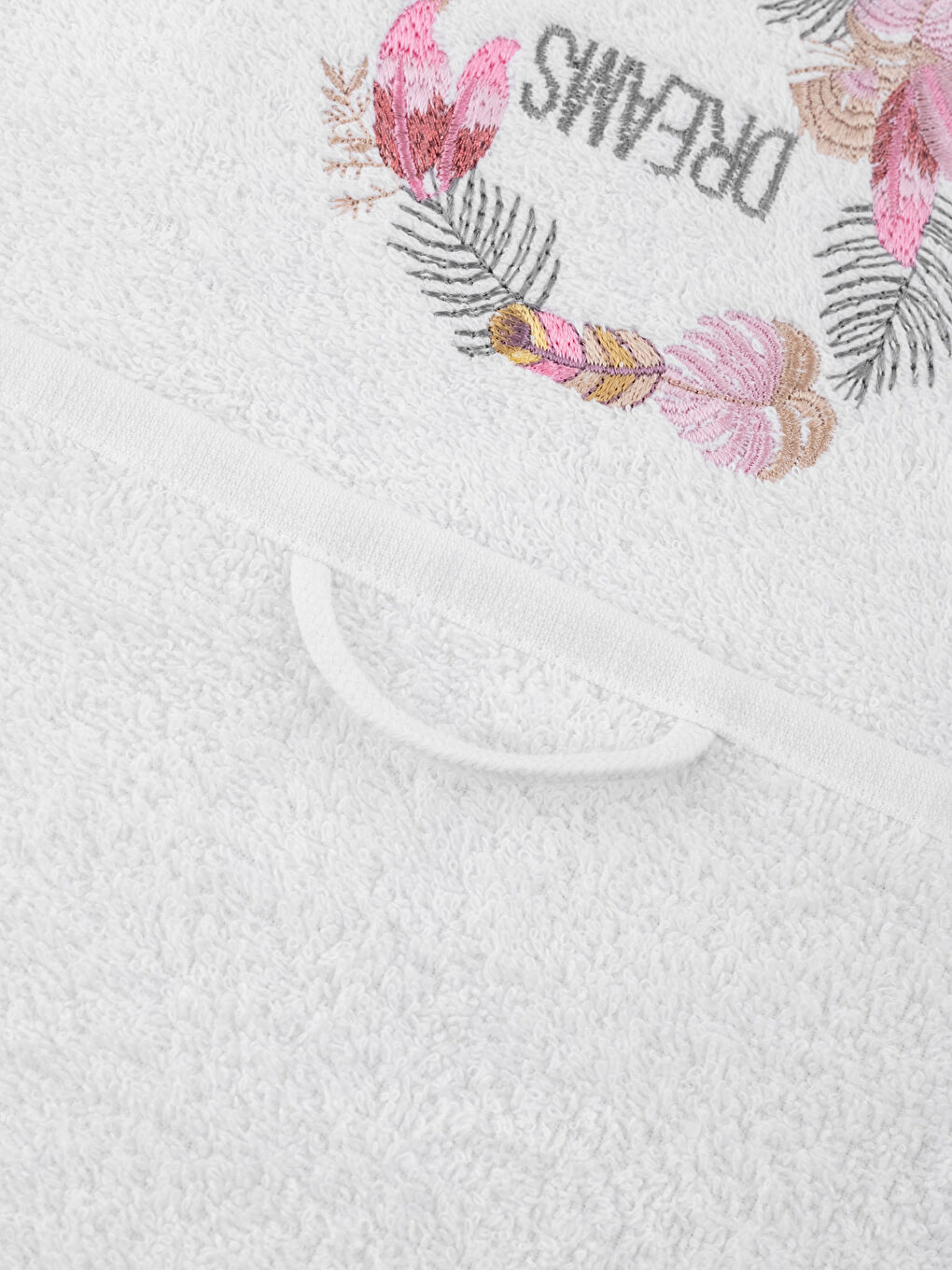 Beyaz Çiçek Nakışlı Pamuklu Yüz Havlusu 50x80 cm-3