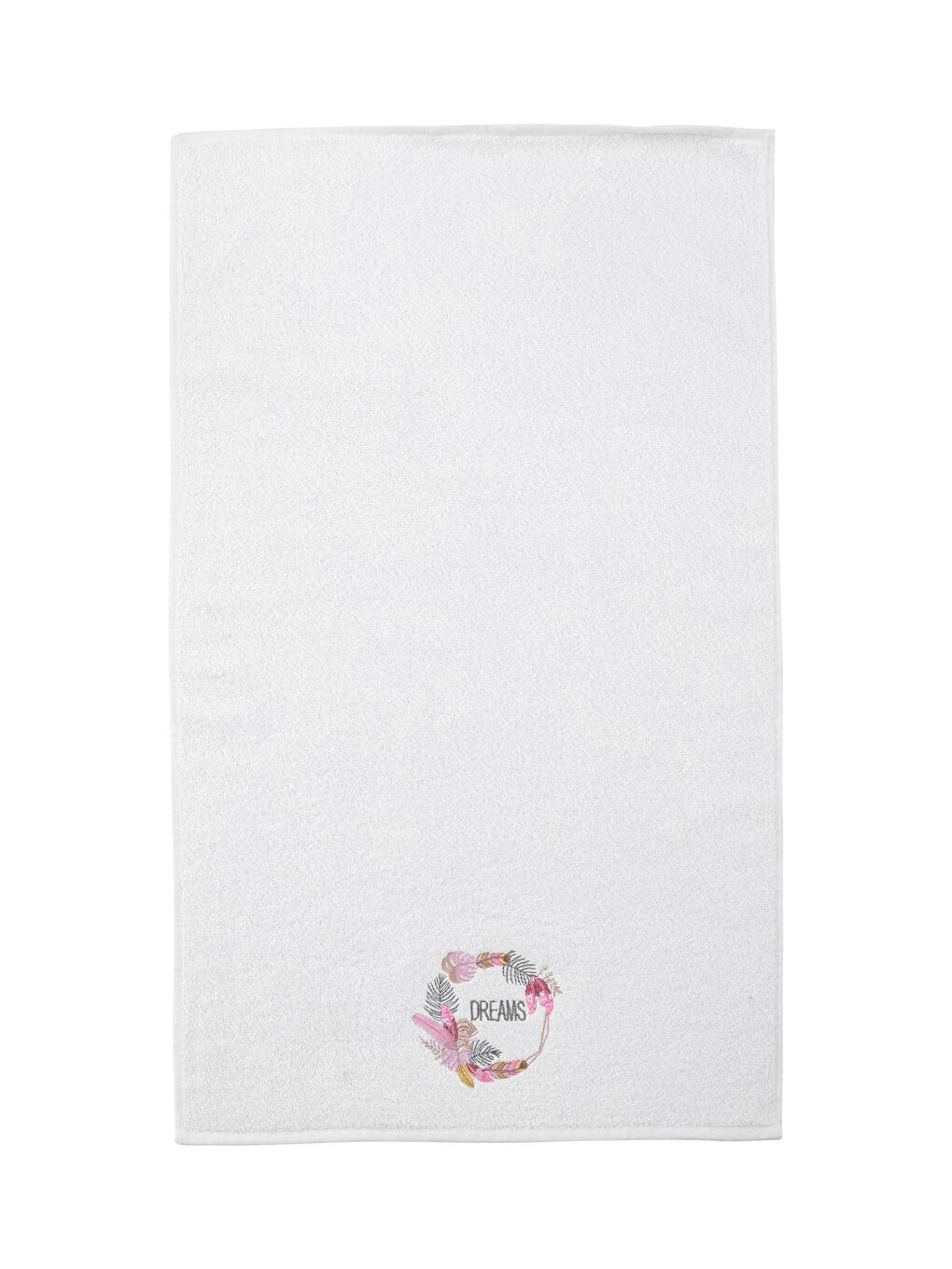 Beyaz Çiçek Nakışlı Pamuklu Yüz Havlusu 50x80 cm-4