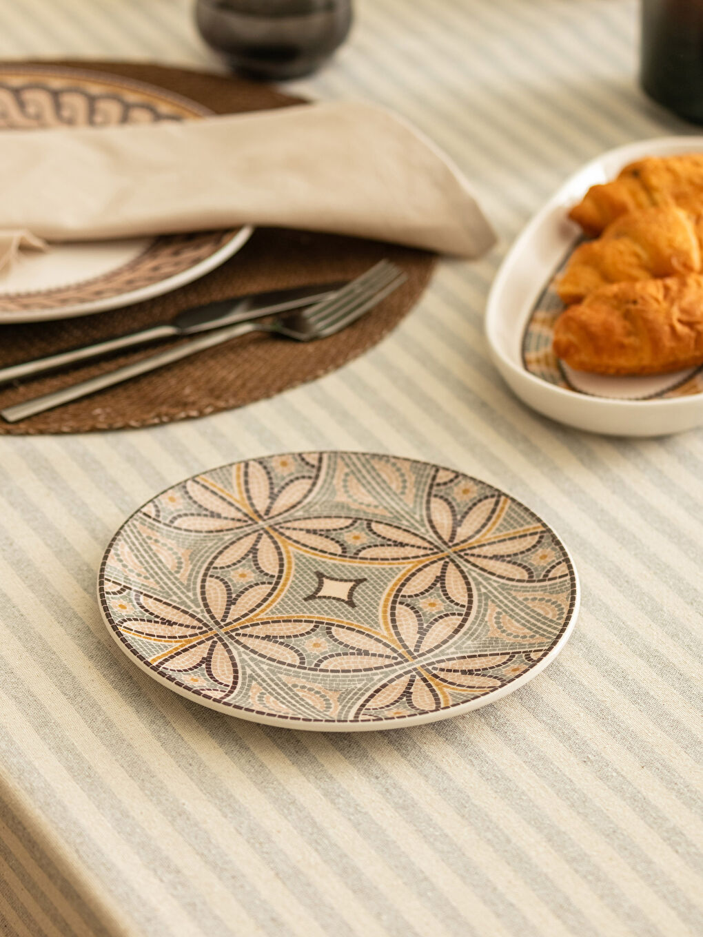 Farfurie Ceramică Pentru Tort Cu Imprimeu Mozaic 19 Cm