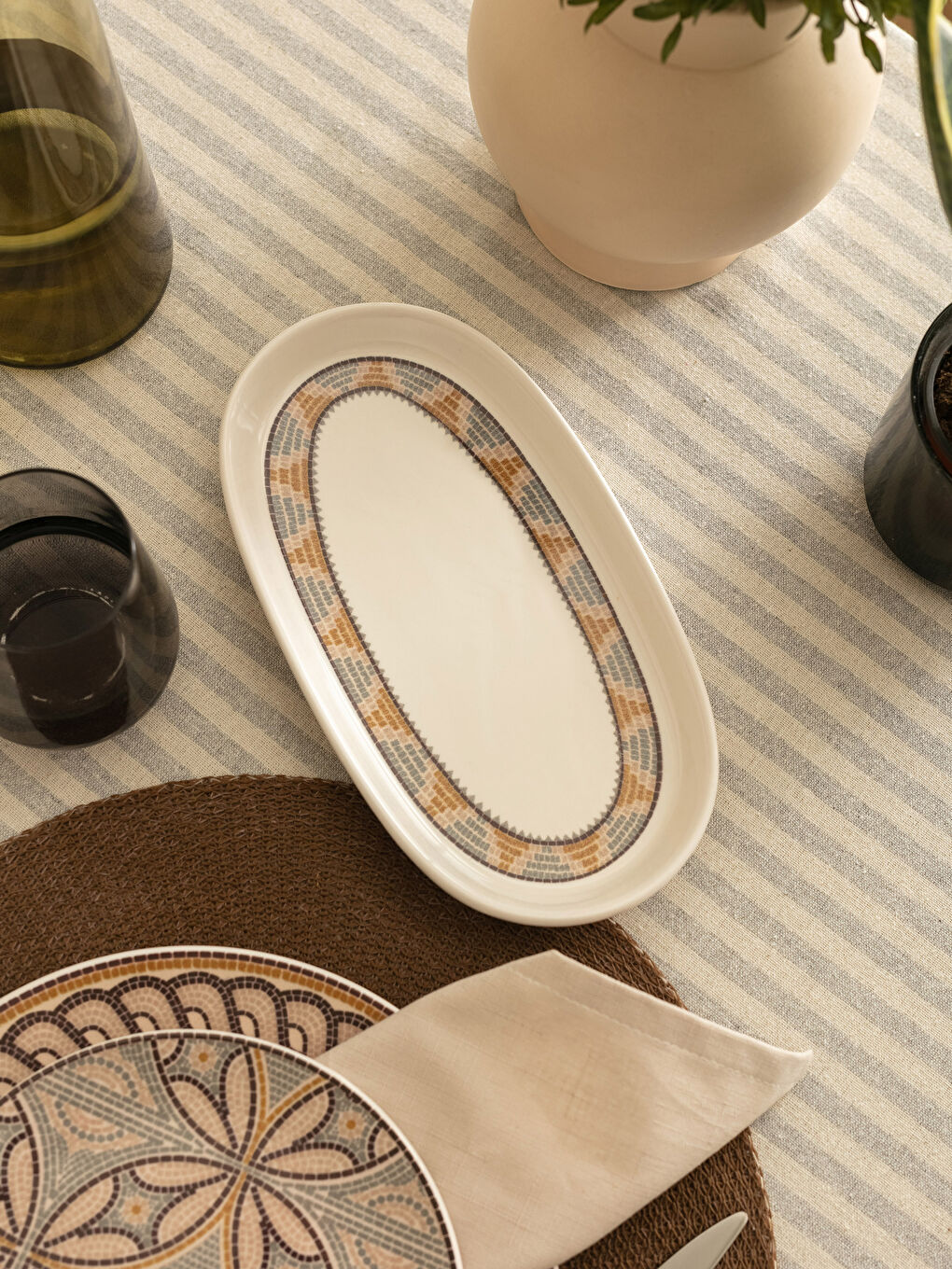 LCW HOME Printed Ceramic Platter 15x26 Cm -S2JQ09Z8-F9C