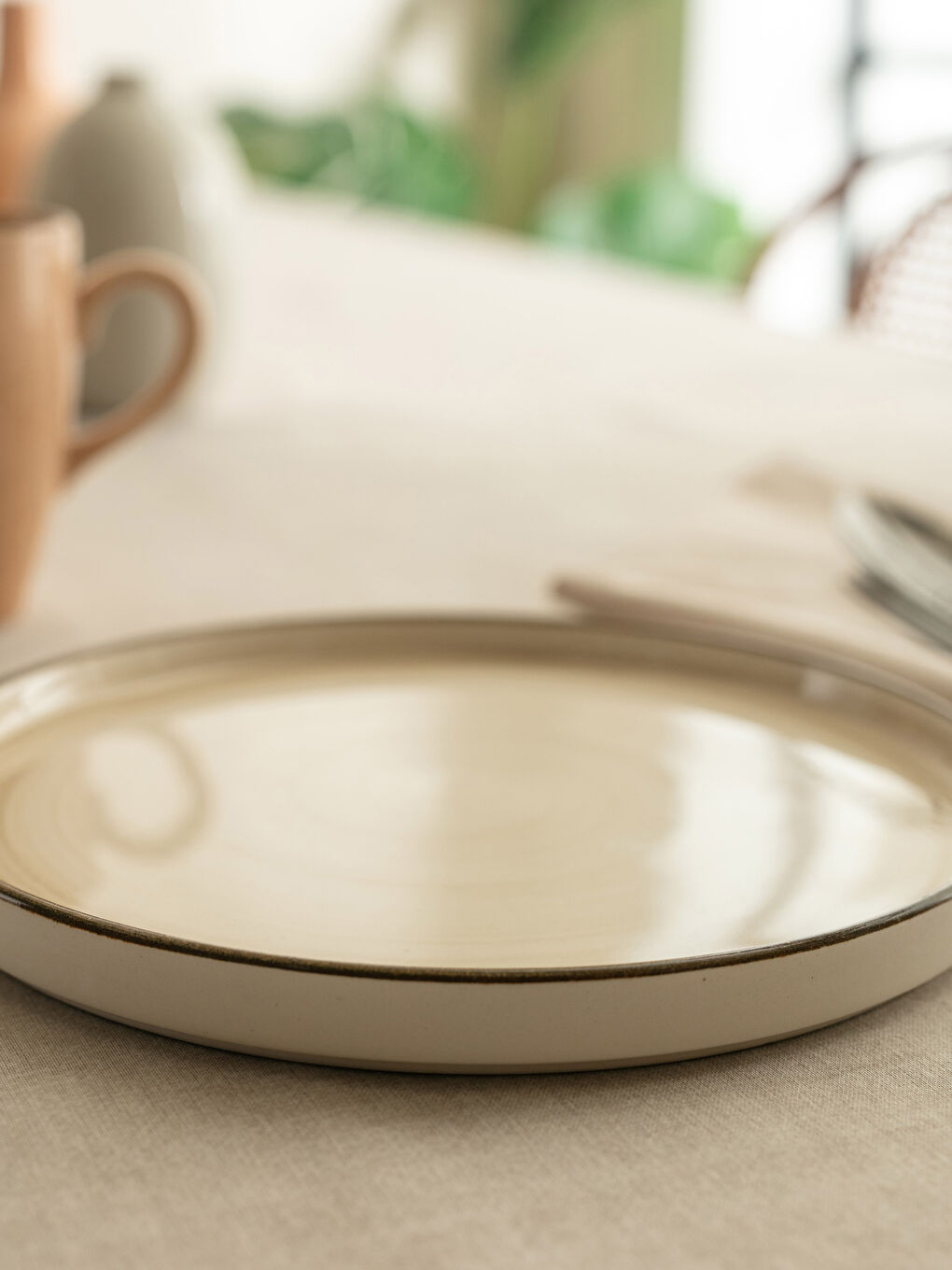 Bej Seramik Pasta Tabağı 20 cm-2