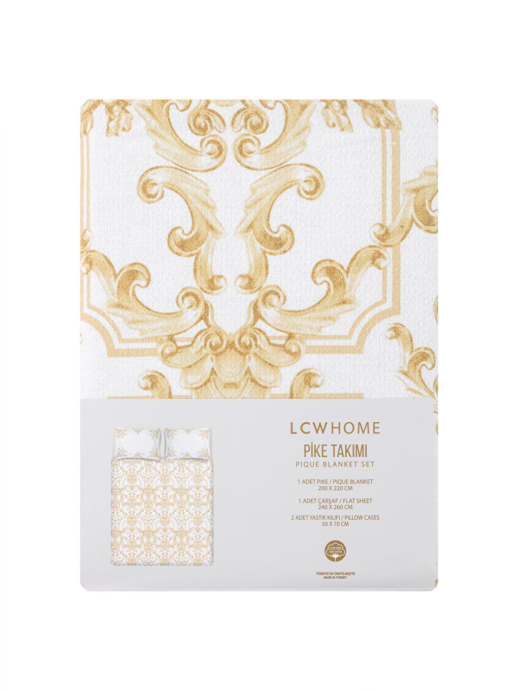 Karışık Çift Kişilik Desenli Pamuklu Pike Takımı-6