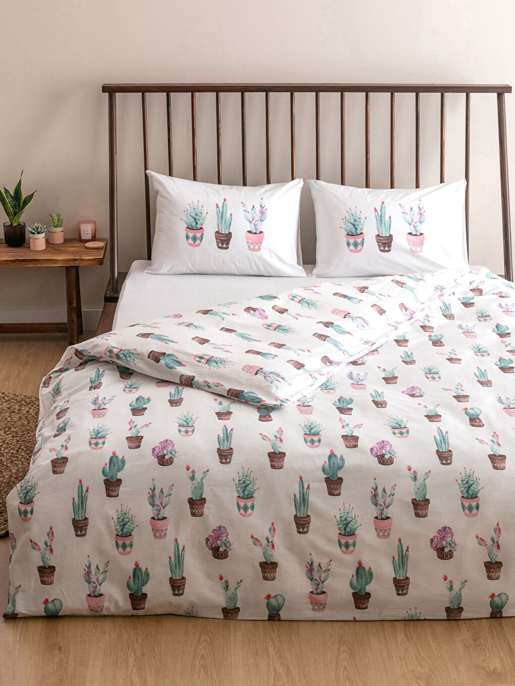 LCW HOME Cactus Patterned Cotton Double Duvet Cover Set -S2JS49Z8-F9C