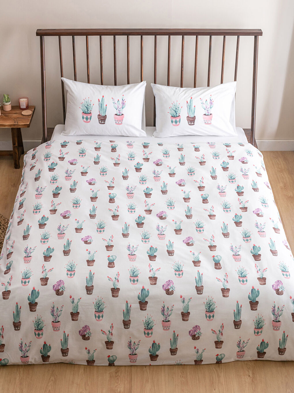 LCW HOME Cactus Patterned Cotton Double Duvet Cover Set -S2JS49Z8-F9C