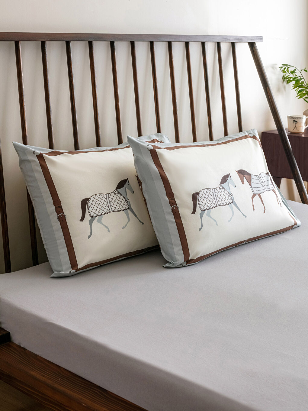 Horse Patterned Cotton Pillowcase 2 Pack 50x70 Cm