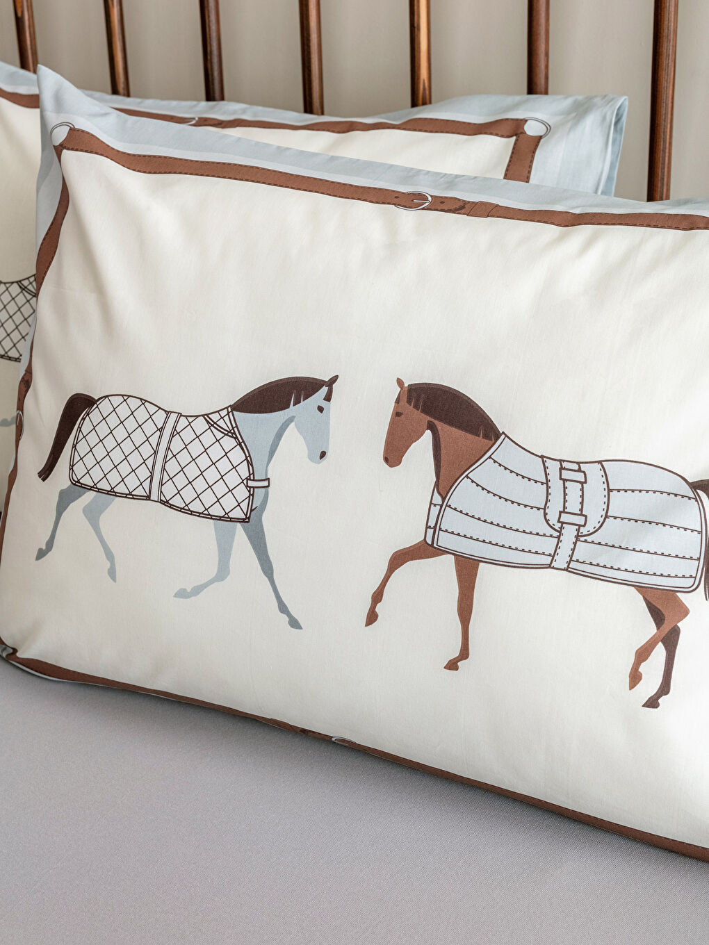 Horse Patterned Cotton Pillowcase 2 Pack 50x70 Cm-2