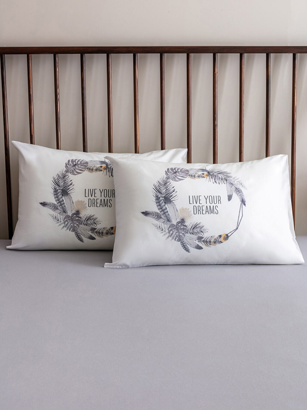 Text Printed Cotton Pillow Case 2 Pack 50x70 Cm -S2JY10Z8-F9C