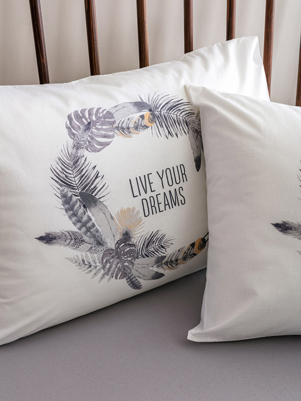 Text Printed Cotton Pillow Case 2 Pack 50x70 Cm -S2JY10Z8-F9C